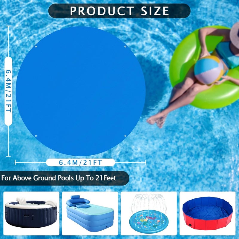 UJG 21 x 21 Ft Swimming Pool Ground Cloth Round Swimming Pool Tarpaulin Tarp for Above Ground Swimming Pools Heavy Duty Pool Ground Mat Protector Pad Prevents Punctures Pool Tarp - Image 2